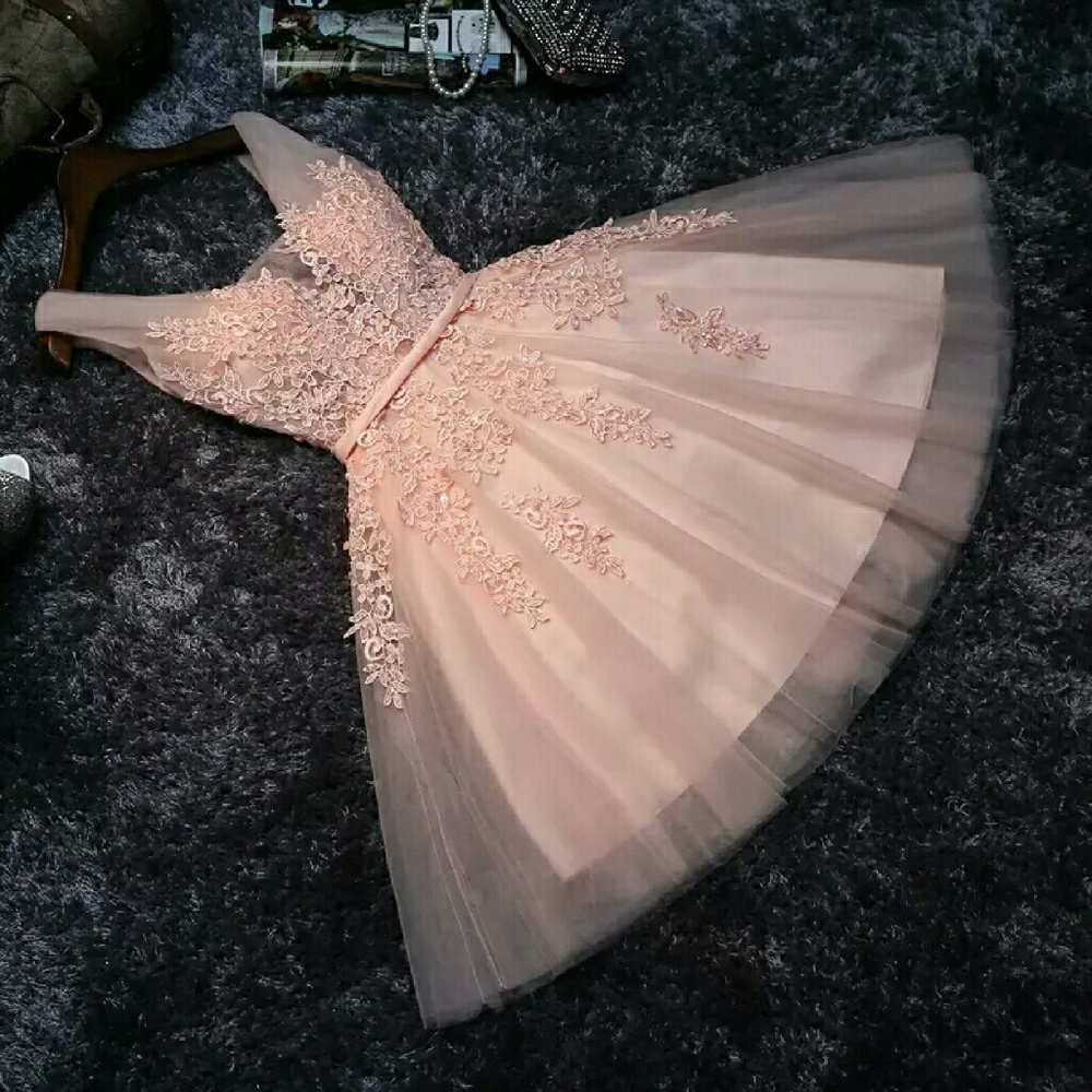 Pink short dress bridesmaid prom